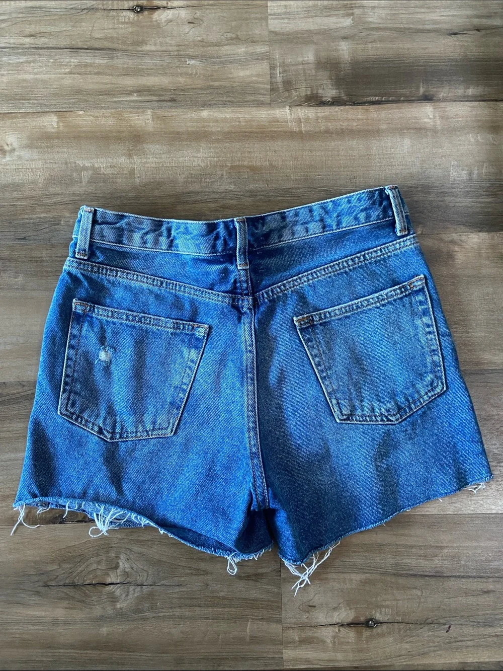 Topshop Moto Ashley Distressed Blue Denim Cutoff Shorts